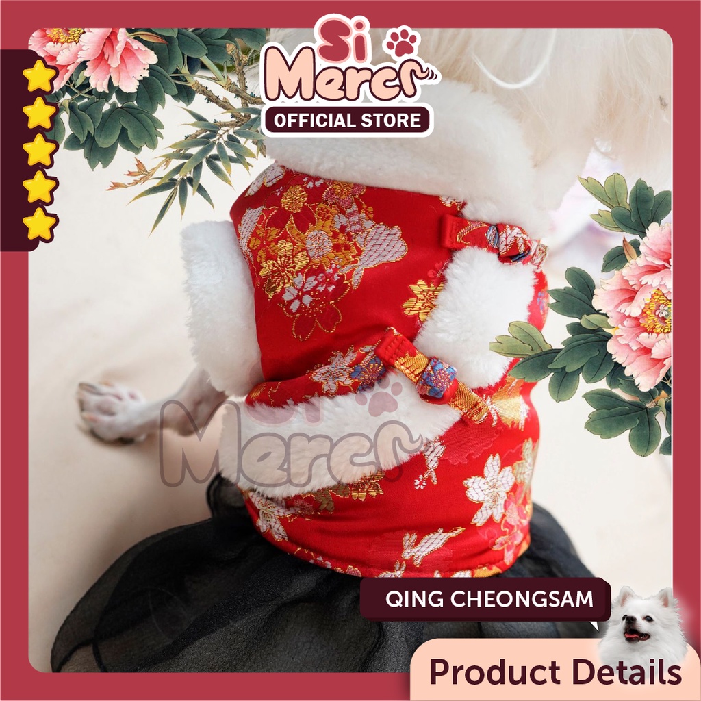 Baju Cheongsam Anjing Kucing Baju Imlek Anjing Kucing Chinese New Year Lucu Small Breeds Anjing Kucing Kecil