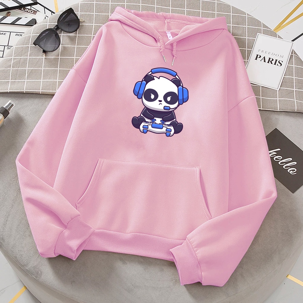 Sweater hoodie anak perempuan PANDA GAMERS baju anak cowok cewek lucu