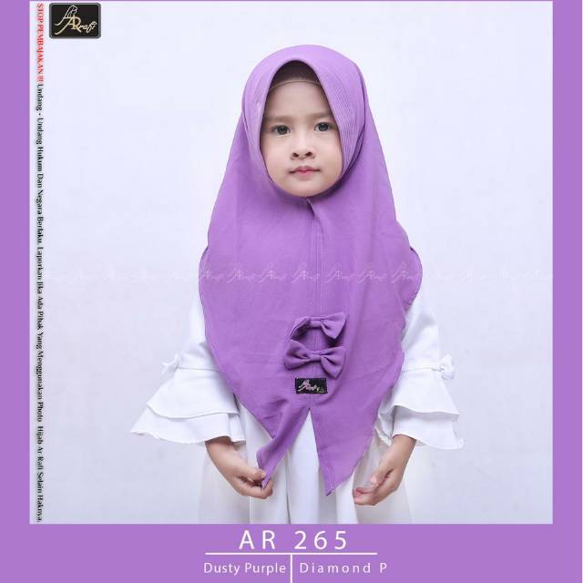 Hijab arrafi Ar 265 kids variasi pita depan nyaman dipakai