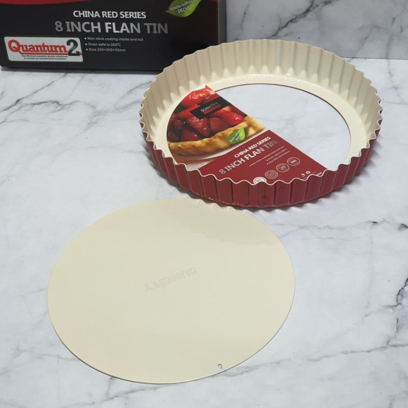 Suncity Red 8 inch Flan Tin cake pan / loyang pie / egg tart