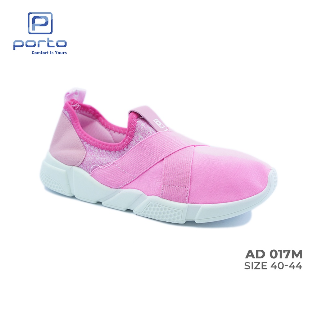 AD017L - Porto Leveling Sepatu Olahraga Sneakers Wanita Trendy Tanpa Tali Nyaman Simple Casual