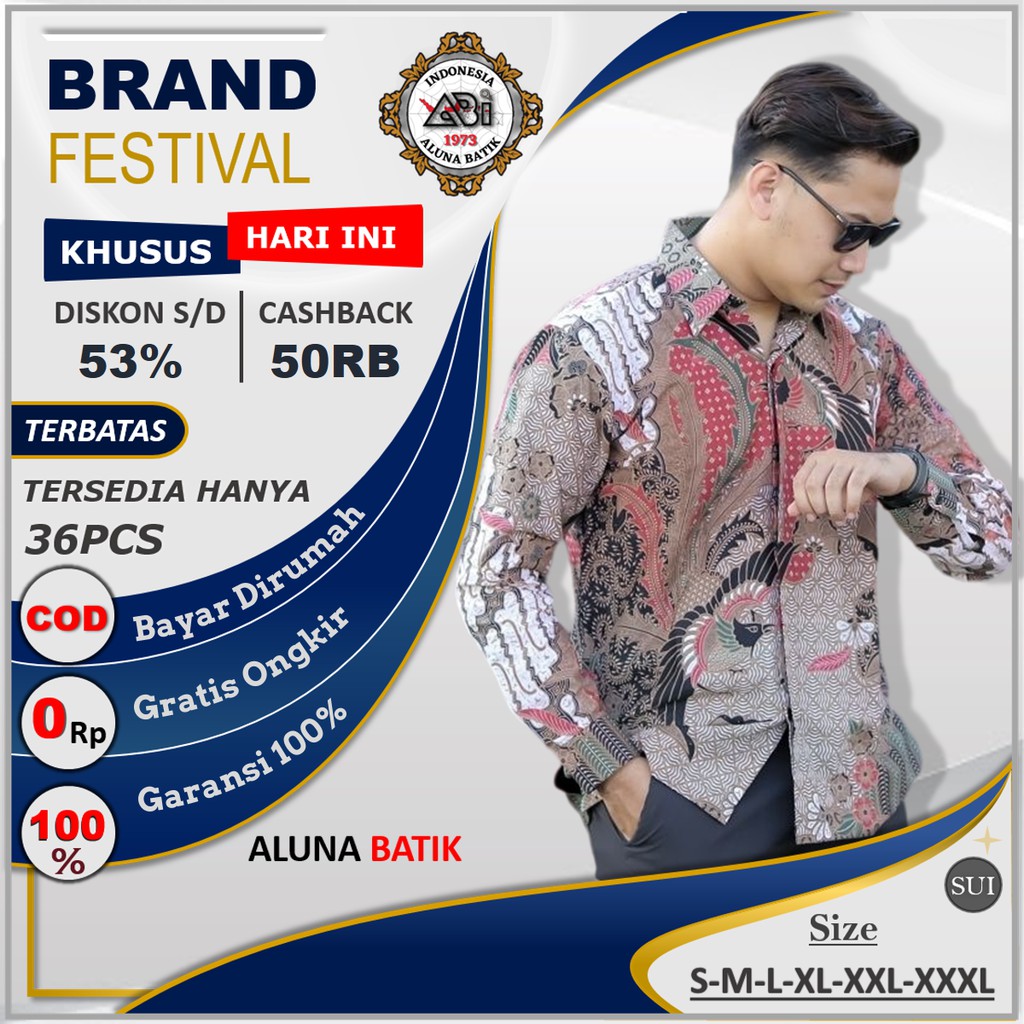 Baju Kemeja Batik Pria Slim Fit Lengan Panjang Terbaru Baju Kerah Muslim Koko Hem Rianty M231 Batik 