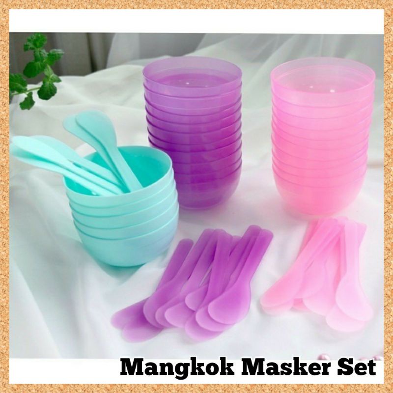 Mangkok Masker Set Mangkuk Masker 2in1 Mangkok Spatula Set Tempat Kuas Masker