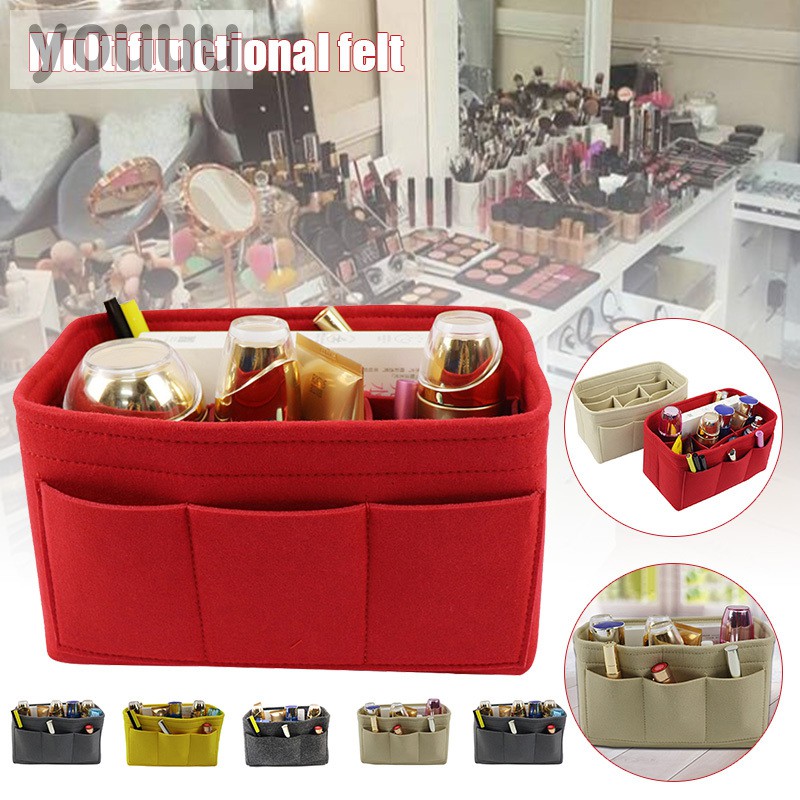 Multi-Pocket Insert Bag Felt Fabric Purse Handbag Liner