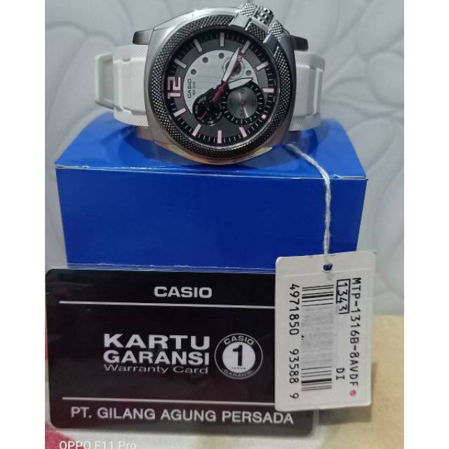 Jam Tangan CASIO MTP-1316 Rubber white ori