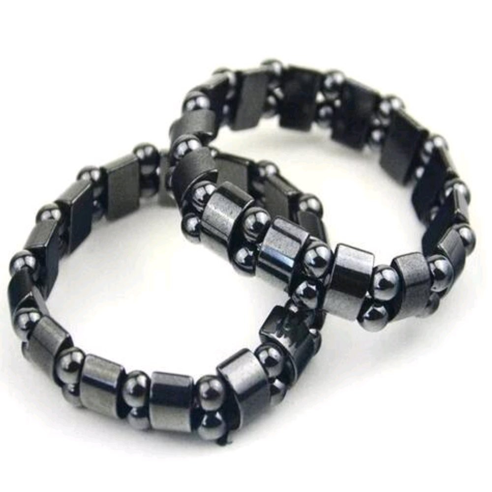 GELANG NATURAL HEMATITE MOTIF ETNIK