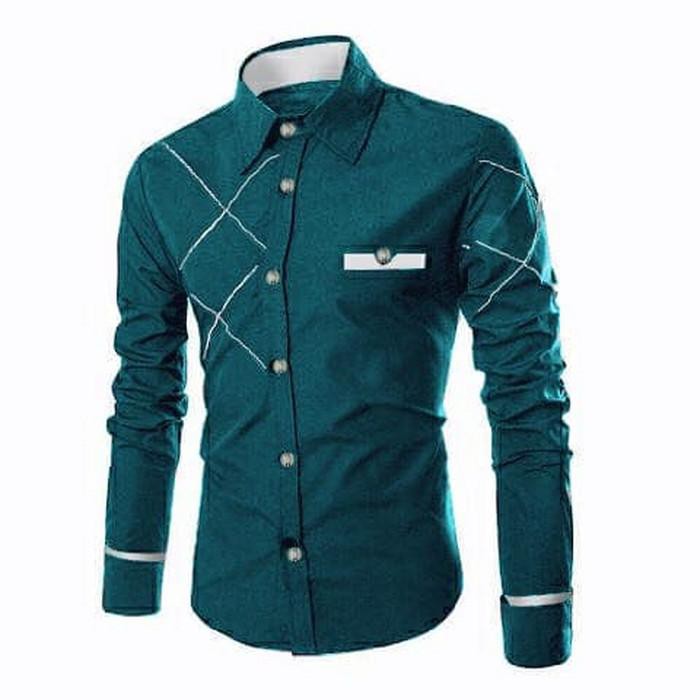 Terbaru Fashion hem kemja KEMEJA GIORDANO TOSCA SC Kemeja pria katun hijau tosca