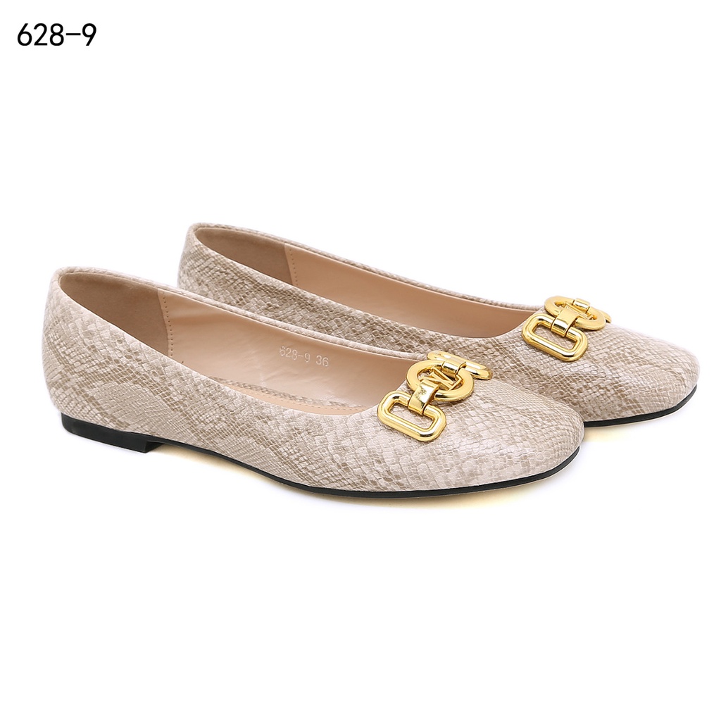 Ballet Flat Shoes in  Leather Snake Print #628-9