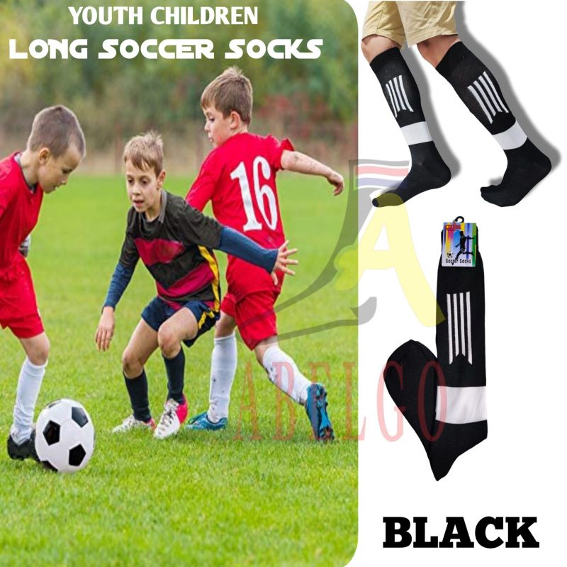 KAOS KAKI BOLA ANAK PANJANG HITAM/KAUS KAKI BOLA ANAK PANJANG SELUTUT