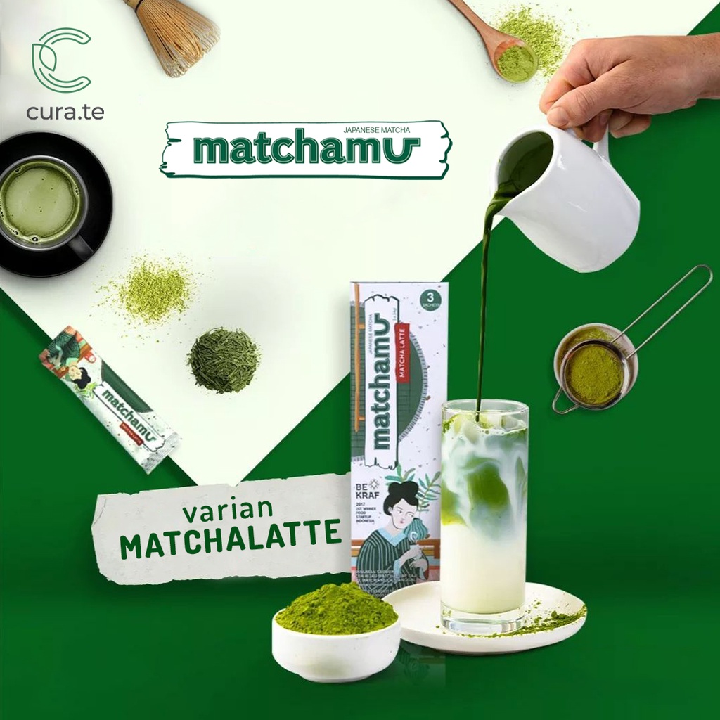 MATCHAMU  LATTE SACHET BOX 24GR | MATCHA KINAKO SAKURA BLACK SESAME HOJICHA LATTE