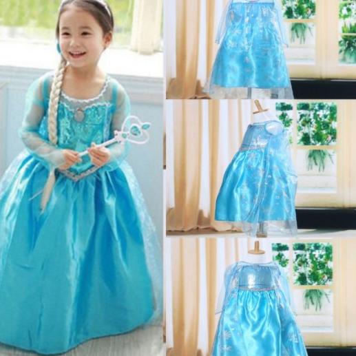 ☜ Baju Dress Frozen Elsa - Rok Anak - Gaun Pesta Anak - Baju Kostum Anak Frozen 2 - Dress Elsa Murah