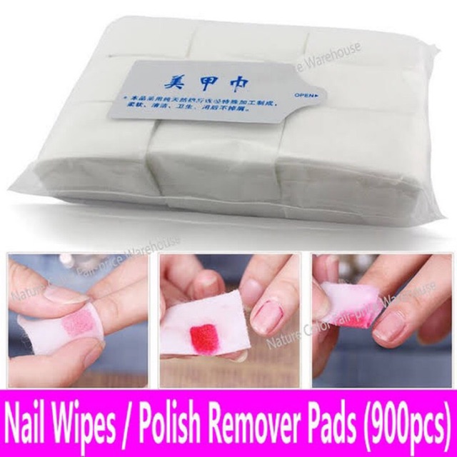 Kapas nailart 1000 pcs label biru cotton wipes tanpa serat / KAPAS NAIL ART KUTEK TANPA SERAT