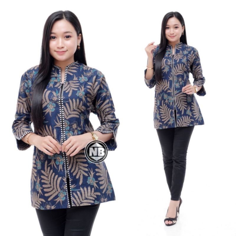 ATASAN BATIK WANITA MODERN ASJ SA HRB026 MONALISA GENES BLOUSE-No10