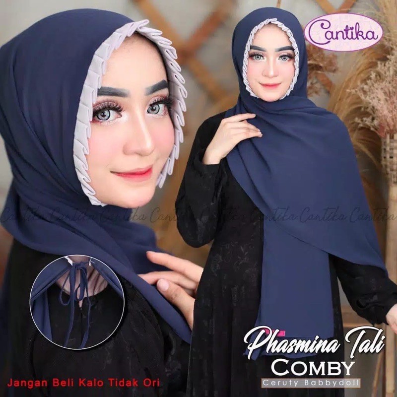 Cantika kcb pashmina lipit kombinasi dua warna / Kerudung Wanita