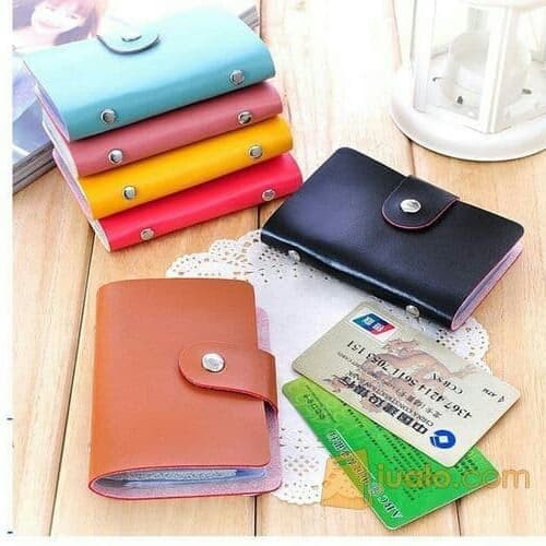 Promo Dompet Kartu Kulit Kredit Nama Kancing isi 24 Slot Warna Kredit Card Clip Holder Souvenir