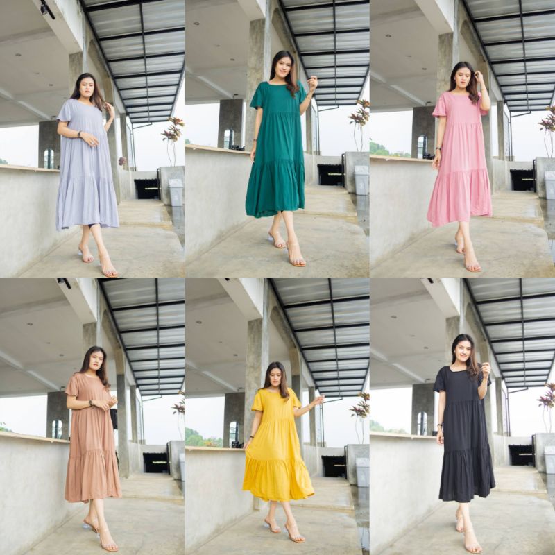 Maisha midi dress/Dress/Daster polos/Daster kekinian