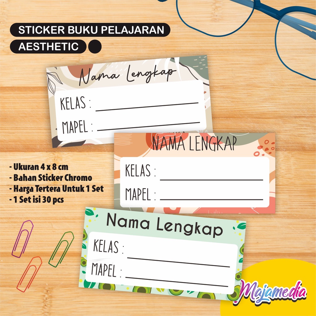 STIKER LABEL BUKU PELAJARAN AESTHETIC