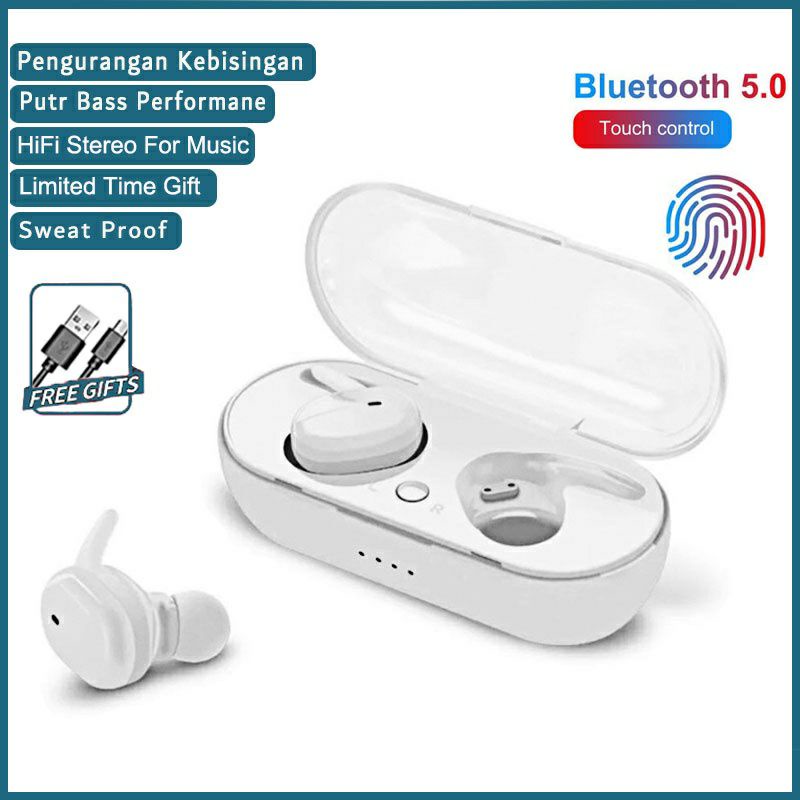 (COD) 4 TWS Bluetooth Headset Bluetooth TWS Dengan Mikrofon 5.0 Earphone Bluetooth TWS HiFi Stereo Waterproof Earbuds Wireless Earphone Headset with Mic Headphone