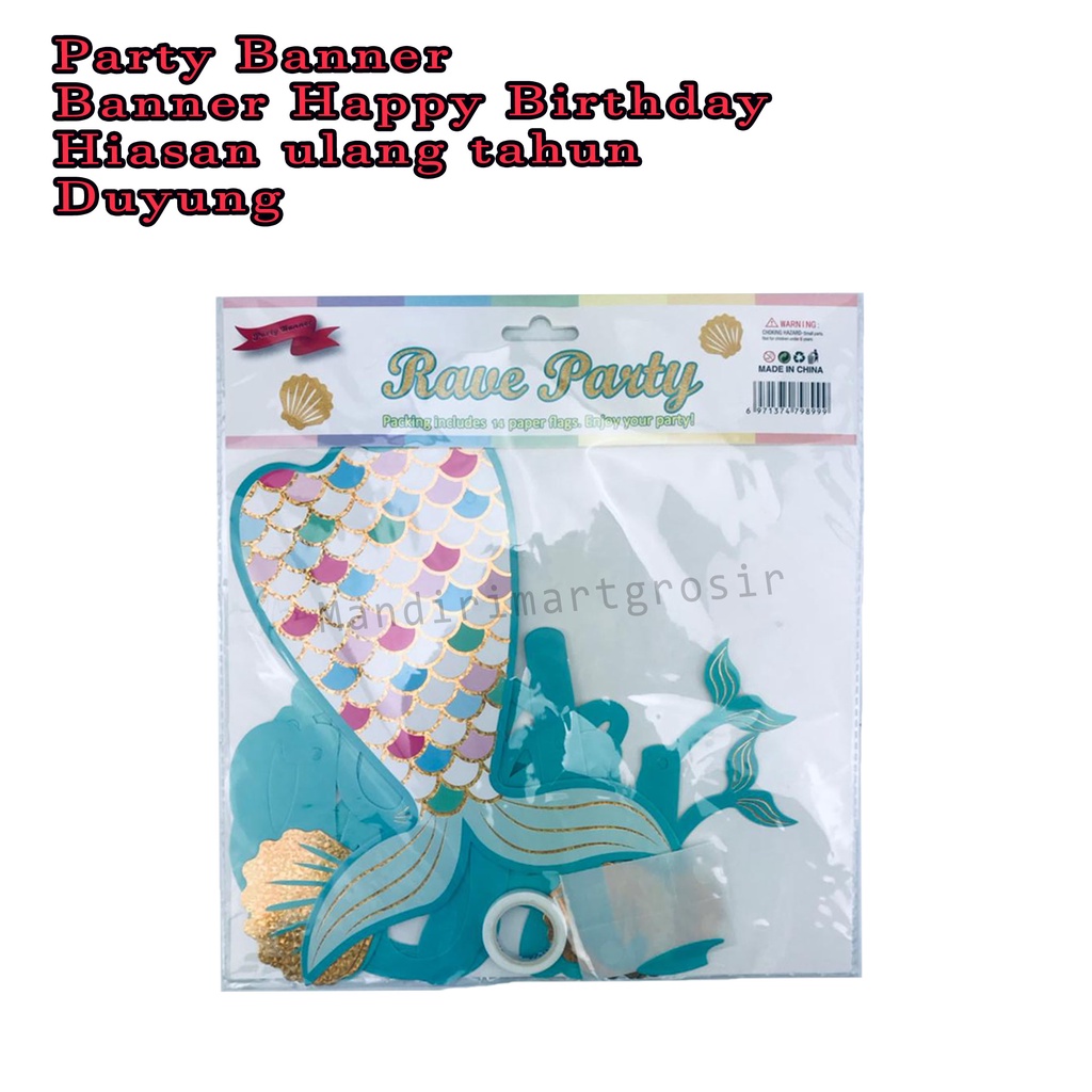 Banner Happy Birthday *Party Banner * Hiasan ulang tahun * Duyung