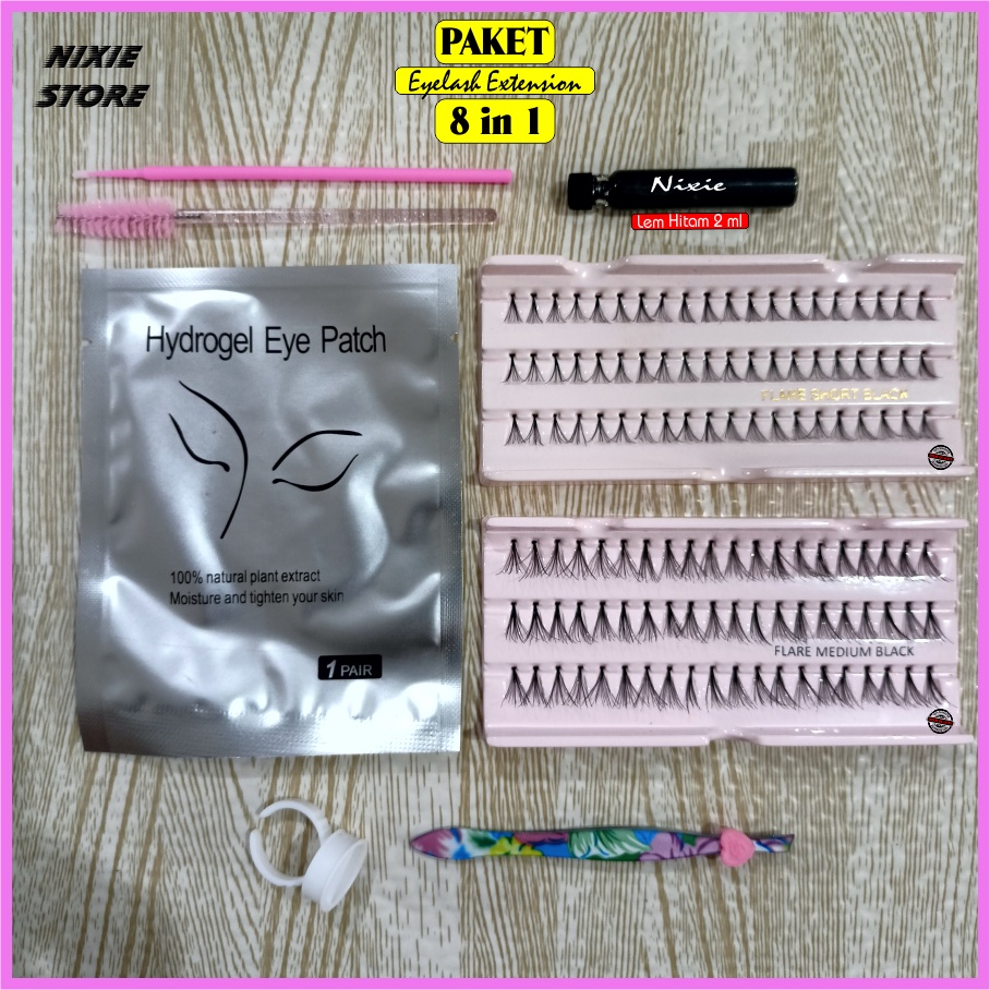 Paket Eyelash Extension 8 in 1 Bulu mata Tanam Extension Kualitas Ekspor Lengkap