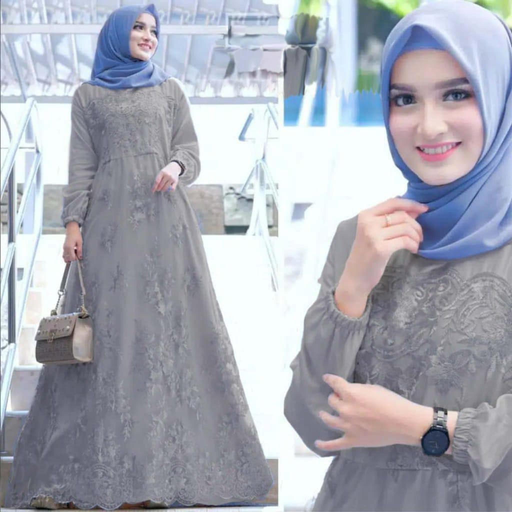 GAMIS SELMA / GAMIS BRUKAT TILE IMPORT / GAMIS MAXI MUSLIM BRUKAT TILE / GAMIS KONDANGAN