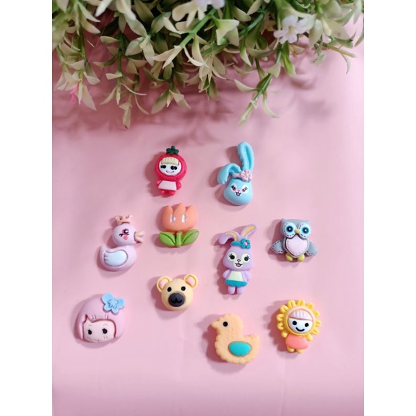 10 biji Clay / Resin karakter kartun mix