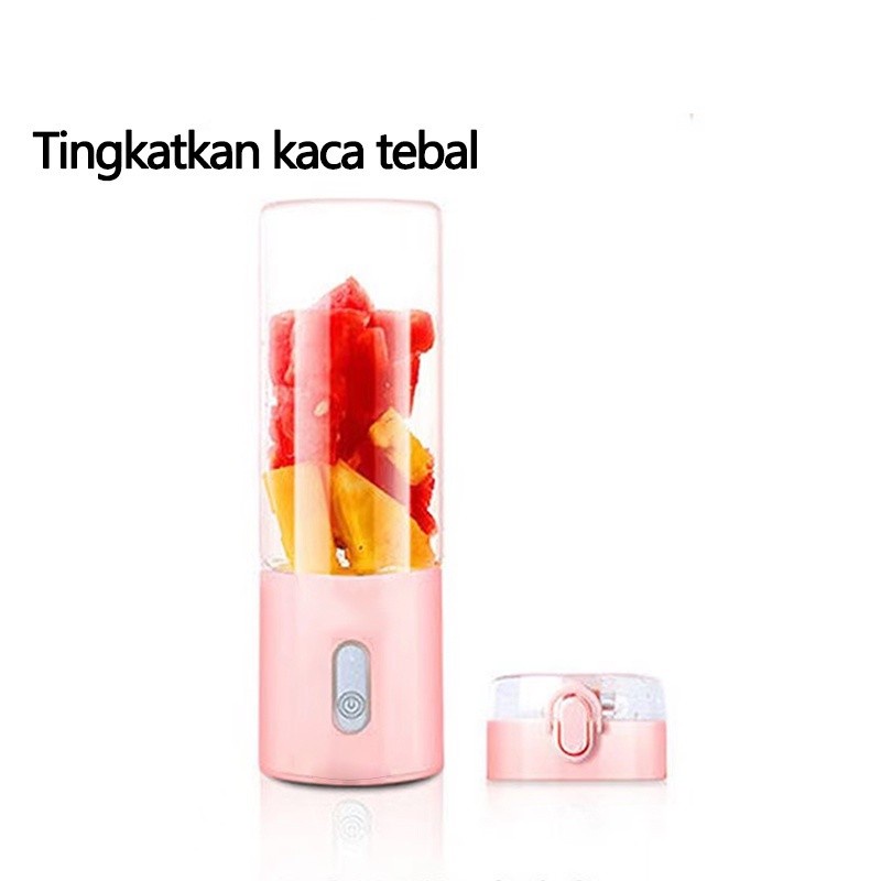 Blender Portable USB Mini Juicer 400 ML Portable Blender Kaca 4 Mata