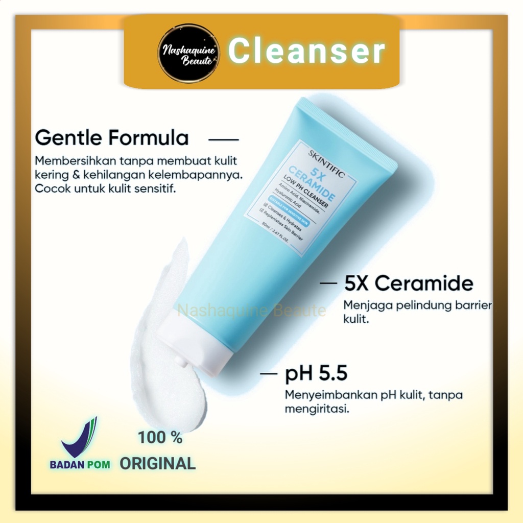 SKINTIFIC 5X Ceramide Low PH Cleanser Gentle 80ml Travel Size 15gr