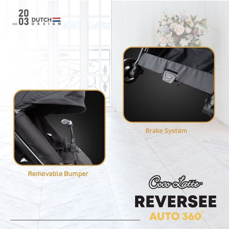 Stroller Cocolatte Reversee Auto 360 Derajat CL-BK 2166 Autofold / Kereta Dorong Bayi Hadap Ibu