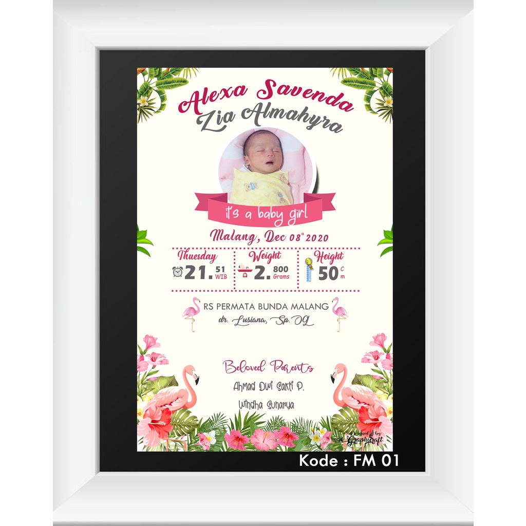 Biodata Baby / Biodata Bayi / Biodata Anak / Biodata Baby Newborn Tema Flaminggo 10R