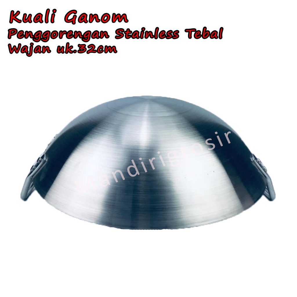 Wajan *Kuali Ganom * Penggorengan Stainless Tebal * 32cm