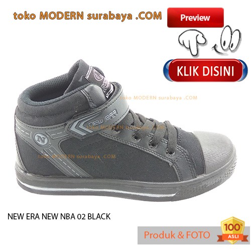 NEW ERA NEW NBA 02 BLACK sepatu sekolah boots sneackers