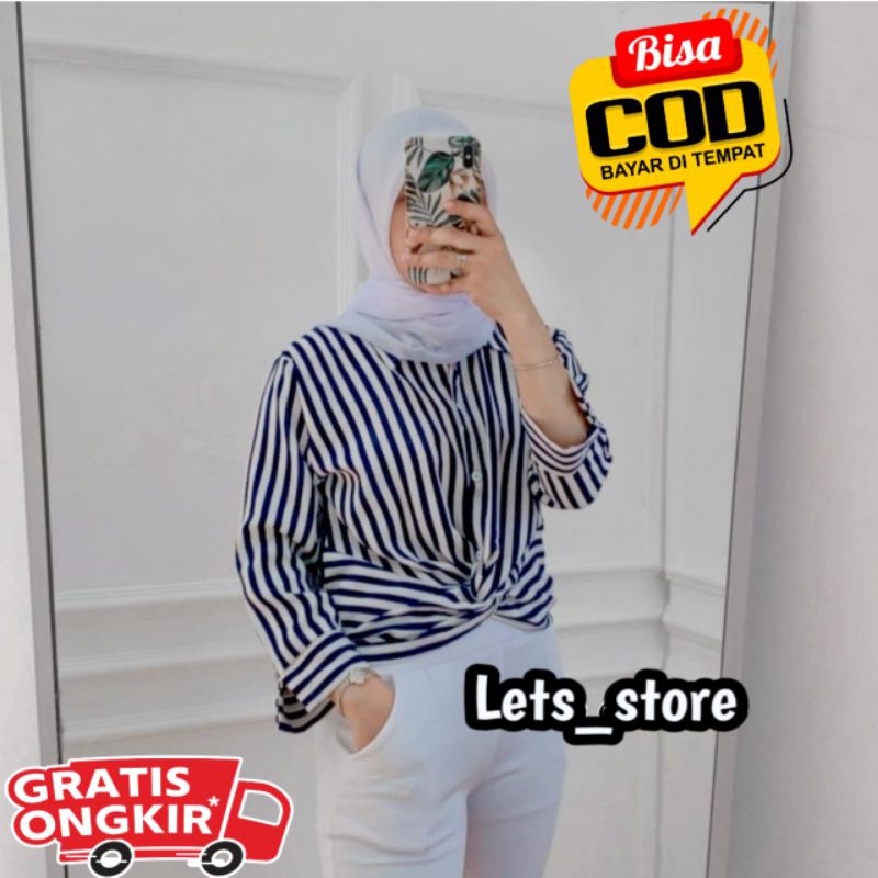 FASHION SALE 3.3 KEMEJA WANITA SALUR LENGAN PANJANG IMPORT OVER SIZE XXXL LD120 MURAH 2021