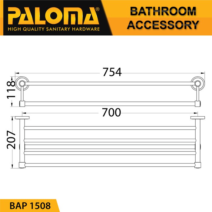 PALOMA BAP 1508 Rak Handuk Baju Gantungan Hanger Dinding Kamar Mandi