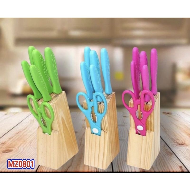 pisau dapur set 6 in 1/kitchen knife set 6 in 1 dengan wadah berkualitas