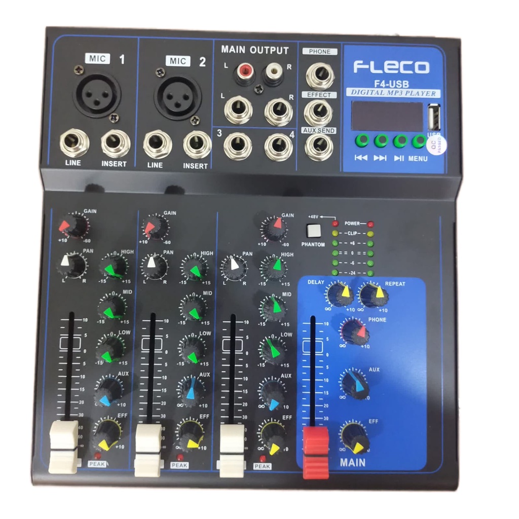 PAKET MIC WIRELESS MIXER FLECO F4 BLUETOOTH  4 CH