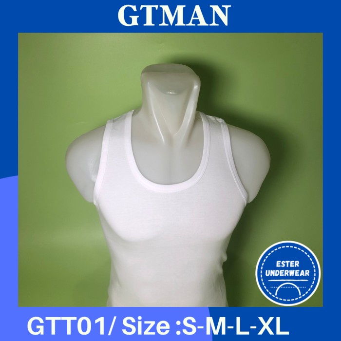 KAOS  SINGLET GTMAN GTT01 PUTIH ISI 1PCS BAHAN KATUN SERAP KERINGAT