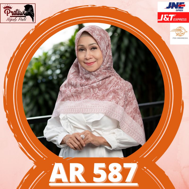 ARRAFI AR 587 Jilbab Hijab Kerudung Segi empat motif variasi cutting laser Jumbo ori via COD by hija