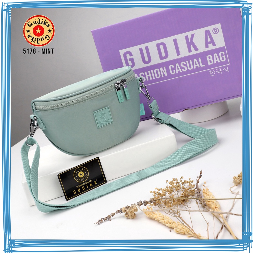 GUDIKA - Tas Selempang Wanita Modis Import Original 5178 - Tas Wanita Selempang Bahu Kekinian Terbaru Bahan Nylon Waterproof Anti Air - slingbag - tas mini - bag - cewek - imut - fashion - branded - santai - tas - slempang - termurah - ori - wanita