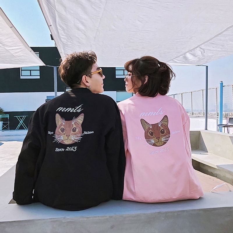 JAKET COUPLE IMPORT PRIA WANITA KOREA KUCING CAT LUCU BM05