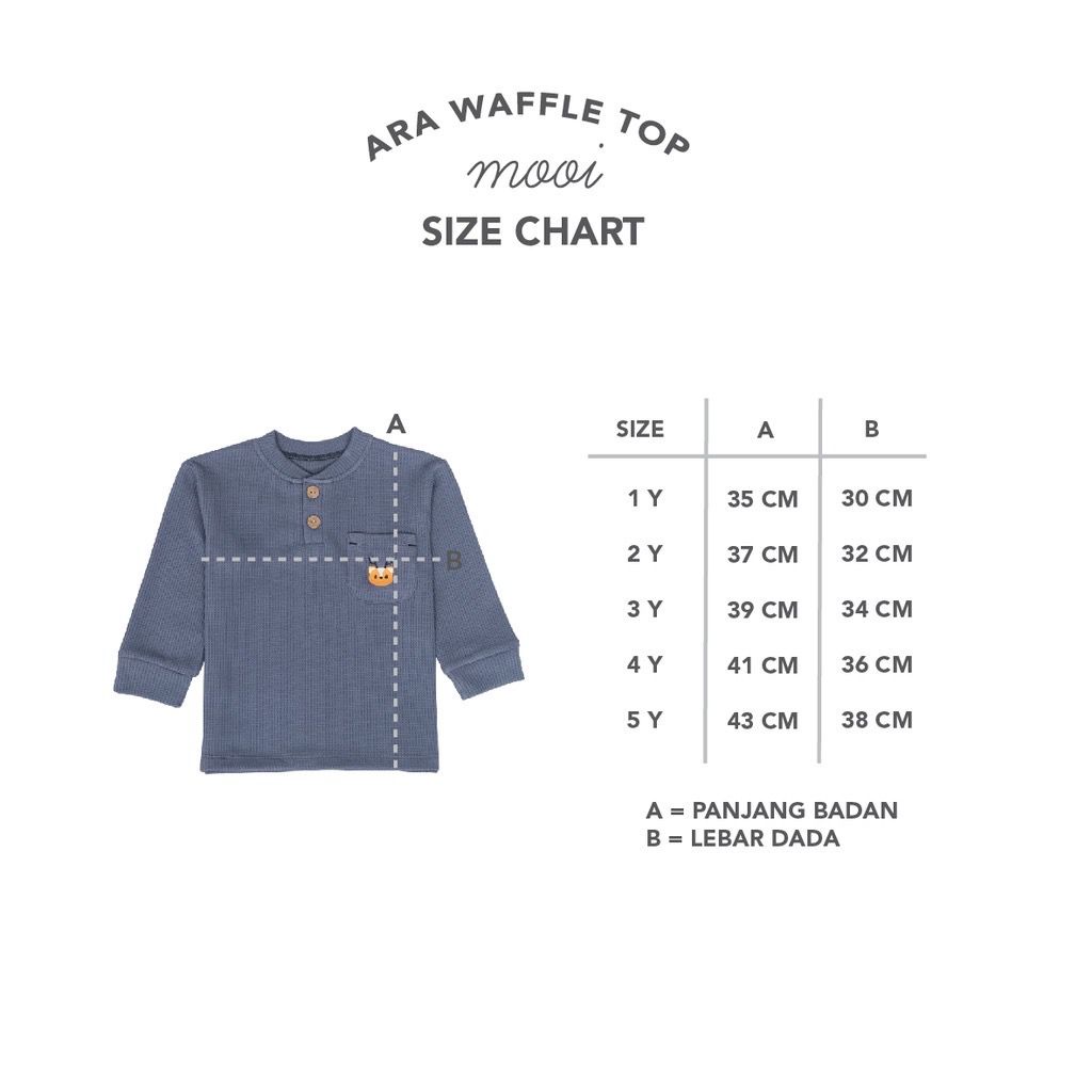 Mooi Ara Pocket Waffle Top 1-5 Tahun  - Sweater Anak Unisex