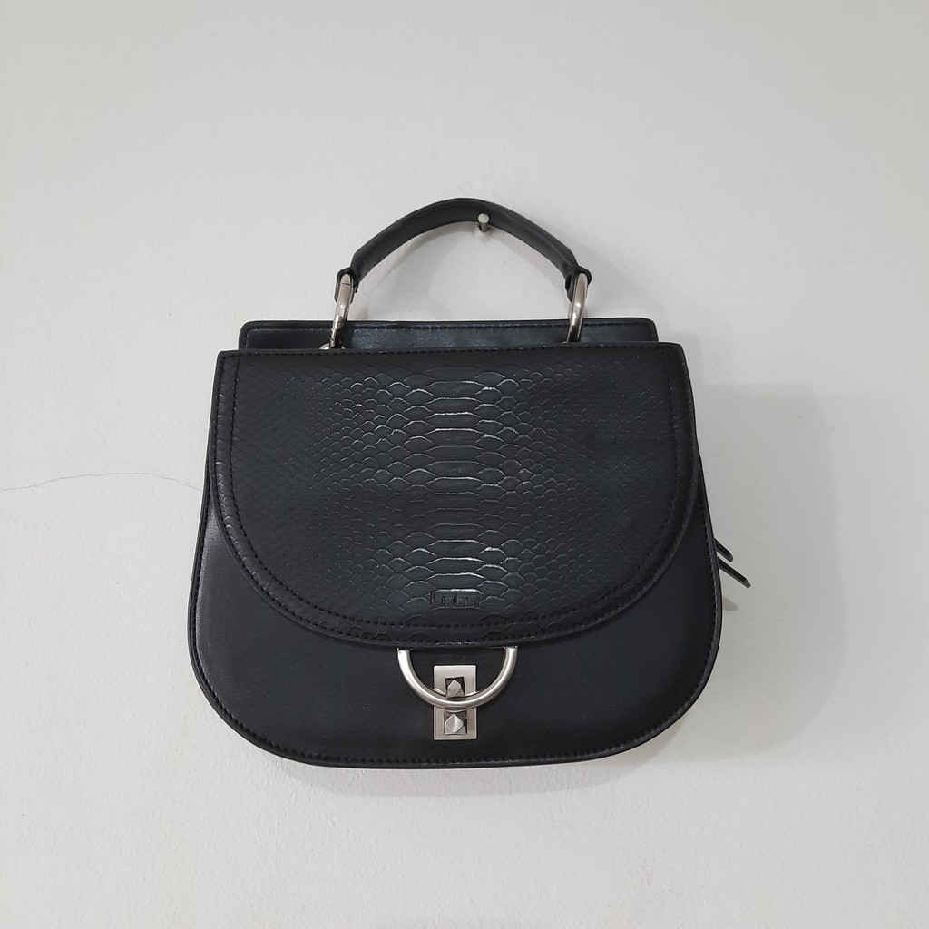 Pedro Black Leather Handbag / Shoulder Bag