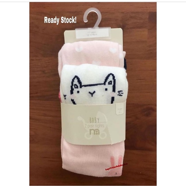 Tights Mothercare Legging Pink White Cat 2 Pack Size 2-3 Years