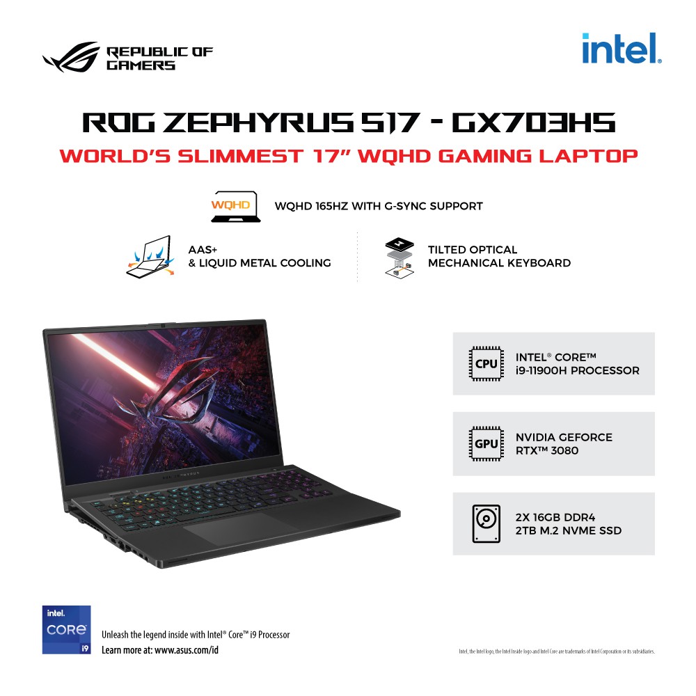 ASUS ROG ZEPHYRUS S17 GX703HS i9-11900H 32GB 2TB RTX3080 16GB W10 OHS