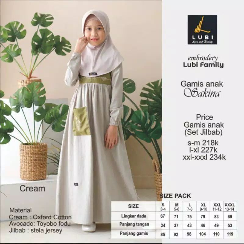 LUBI SAKINA GAMIS ANAK SET JILBAB