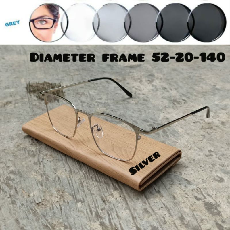 kacamata 2047 silver frame paket photocromic