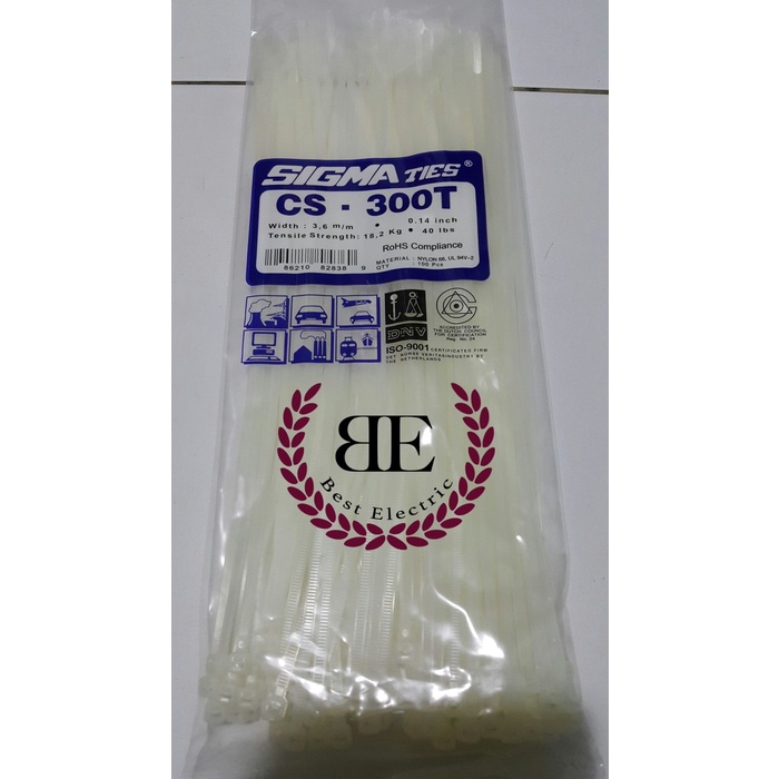 

READY Kabel Ties / Kabel Tis / Cable Tie CS 300 T Putih 30 cm SIGMA CS300T TERBARU