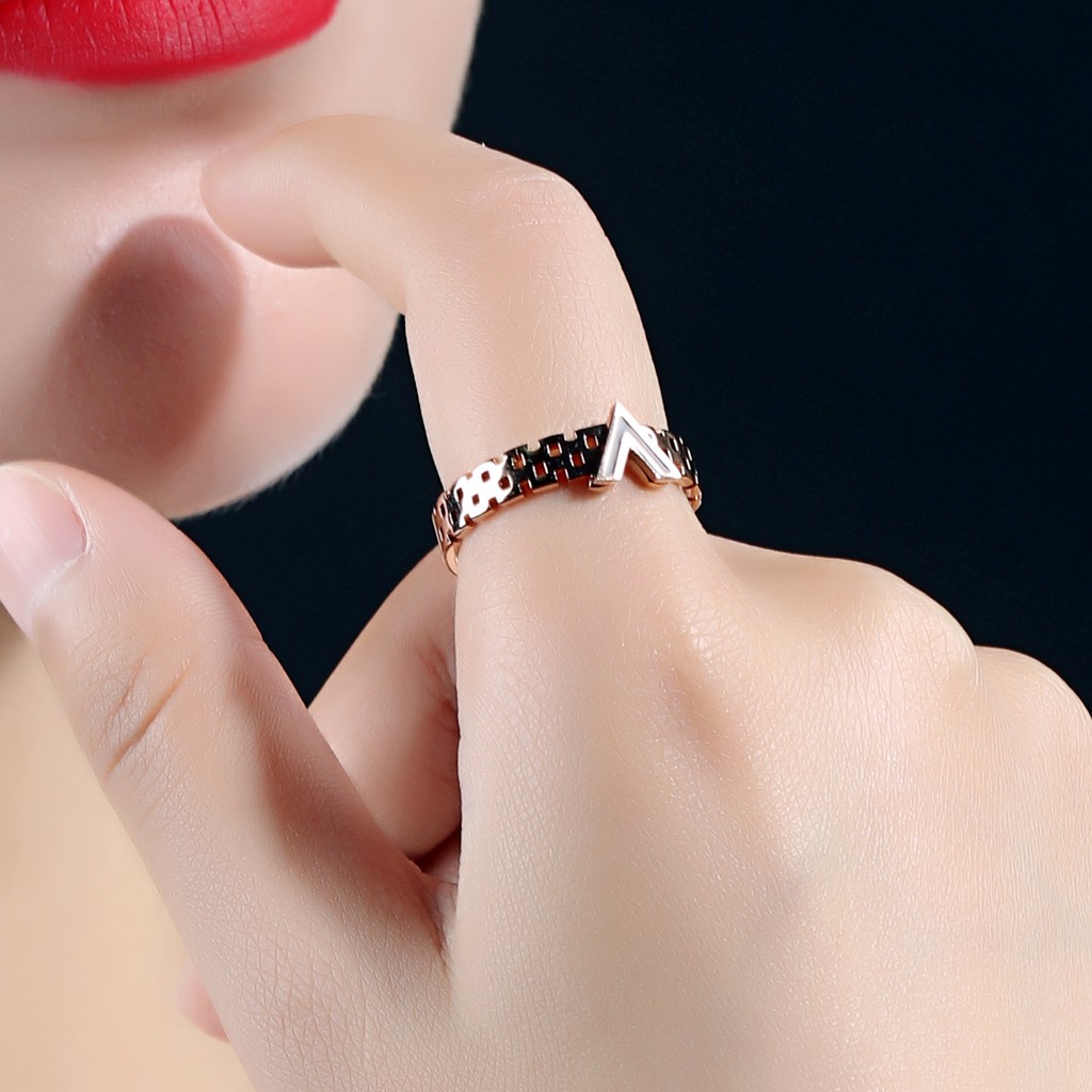 [ Model Baru ] Cincin Titanium Mini Korea Wanita Fashion CK058 rose gold simple elegant set midi