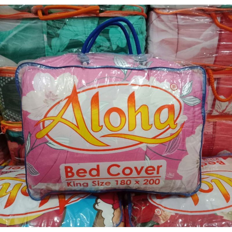 Bedcover Aloha King Fitted Ukuran 180x200 cm Kualitas Premium