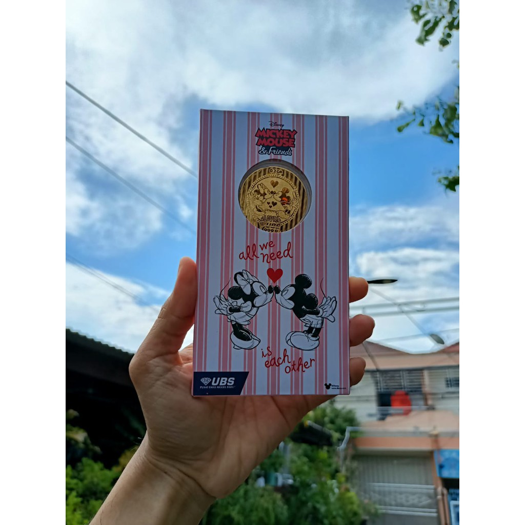 Logam Mulia Emas Batangan 24K UBS Thingold 0.2 Gram Mickey Pink